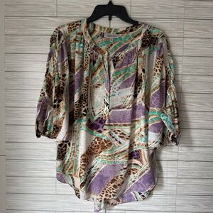 Jennifer Lopez Multicolor Animal Print Blouse